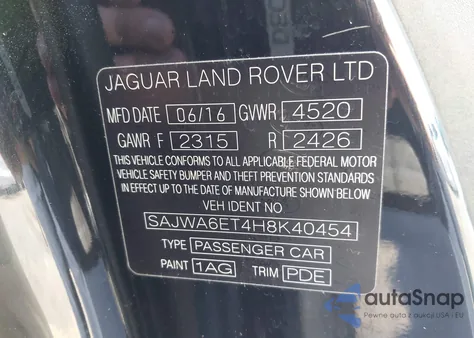 2017 Jagu F-Type Automatic Premium из США, поврежденный, VIN SAJWA6ET4H8K40454